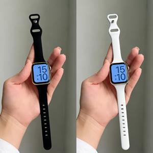 TEMU 애플워치 38mm 40mm 41mm 42mm 44mm 45mm 46mm 49mm용 슬림 얇은 밴드 2개 세트, 여성 남성용 좁고 부드러운 스포츠 스트랩 손목밴드, iWatch 시리즈 11/10/9/8/7/SE/6/5/4/3/2/1/울트라 3 2 1