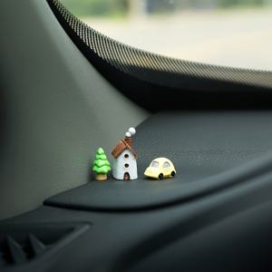 TEMU 3개 세트 휴가 시간 자동차 장식 장식품 | 레진 미니어처 나무 집 및 자동차 대시보드 디스플레이 | 귀여운 실내 장식 선물