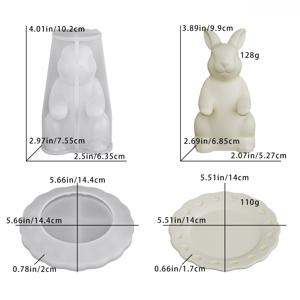 TEMU 토끼 모양 트레이용 레진 실리콘 몰드, 토끼 보관 트레이용 에폭시 몰드, 석고 실리콘 몰드, 시멘트 및 석고 화분, 양초 용기 공예 몰드, 장식품, 왁스 포트, 석고, 선물, 주얼리, 용기