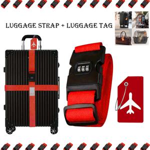 TEMU 2개 세트 여행용 가방 스트랩, 여행 벨트 포함, 잠금 가능한 스트랩 버클 및 가방 태그, 내구성 강한 캐리어 식별기, 핑크색, 귀여운 여행 전용 액세서리, 독특한 디자인, 빠른 가방 식별