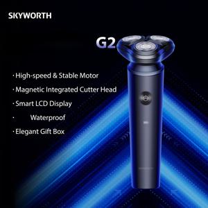 TEMU Skyworth 전기 면도기, 자석 통합 커터 헤드 디자인, 얼굴 윤곽에 맞게 3개의 커터 헤드 플로팅, 8000 RPM 고속 안정 모터 장착, 스마트 LCD 디지털 디스플레이 화면 실시간 전력 표시, Type-C 고속 충전