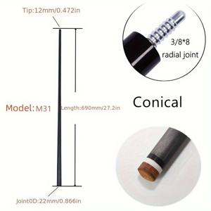 TEMU 카본 파이버 풀 큐 샤프트, 폼 충전재, 3/8*8 라디얼 조인트, 당구 용품