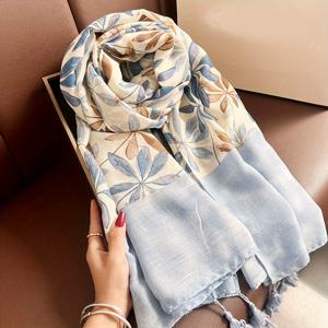 TEMU 1개 180 * 85cm 비치 스카프, 아웃도어 직사각형 스카프, 여성용 부드러운 반다나, 봄 여름 스카프, 패셔너블한 얇은 새로운 숄, 고급스러운 스타일 프린트 술 장식 스카프