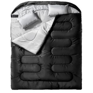 TEMU 겨울 야외용 초대형 두꺼운 이중 캠핑 침낭 (베개 포함)