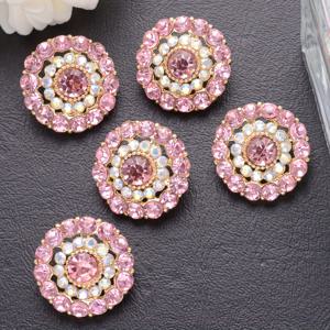 TEMU 코트, 스웨터 및 DIY 공예용 5개 세트 우아한 핑크 & 골드 장식 메탈 버튼 – 보석과 복잡한 패턴이 있는 반짝이는 다층 디자인, 장식 프로젝트에 완벽함