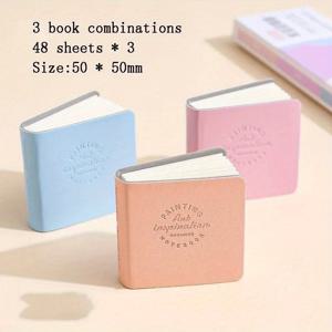 TEMU 3개 세트 컬러풀 미니 드로잉북 스퀘어 수채화 스케치북 두꺼운 종이 드로잉북 미술 공부용 미술 용품