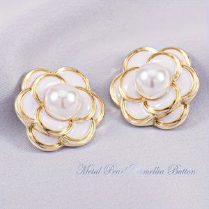 TEMU 15mm, 18mm, 23mm 클래식 엘레강스 스타일 메탈 펄 버튼 5개 세트 - 스웨터 버튼, 고급스러운 패션 의류 수제 장식 버튼