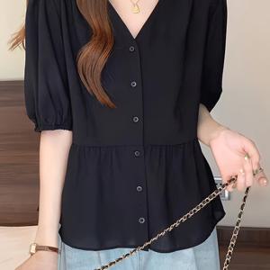 TEMU 플러스 사이즈 여성 캐주얼 반팔 카디건 셔츠 탑