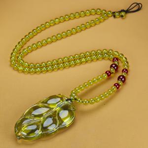 TEMU 천연 호박잎 롱 펜던트 스웨터 체인, 밤새 부유를 선물하세요