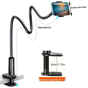 TEMU 37인치 긴 팔로 회전하는 360도 휴대폰 거치대. 휴대폰을 위한 게으른 스탠드로 디자인되었으며, 안정성을 위한 구즈넥 디자인을 특징으로 하며 낙하 방지 기능이 있습니다. 침대, 침대 옆 테이블, 책상, 침대 헤드보드에 적합합니다.