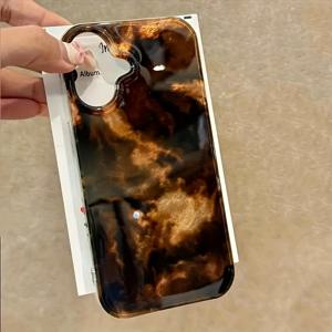 TEMU 휴대폰 케이스 - 펜치형 뱀줄기 쉘 IND 앰버 블랙-브라운 그라데이션 아이폰 11 12 13 Pro Max 호환