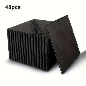 TEMU 피트니스 매트, 48/36개/24개, 업그레이드된 그레인, 길이와 폭 30cm, 인터로킹 EVA 폼 바닥 매트, 블랙 및 그레이 퍼즐 스포츠 매트, 홈 짐 바닥재, 내구성 좋은 피트니스 장비 매트, 11.8X11.8인치