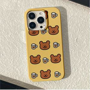 TEMU 폰 케이스: 노란 배경 곰 풀 스크린 충격 흡수 트렌디 보호 휴대폰 하드 케이스 아이폰16 15 14 13 12 11 프로 맥스 XR XS 맥스 플러스 보호 커버 남녀 선물용
