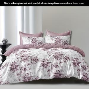 TEMU 패턴 3피스 플로랄 블루 퍼플 프린트 리프 침구 세트 1 * 이불 커버 + 2 * 베개 커버, 코어 없음, 이불 커버 세트, 부드럽고 편안한 이불 커버, 침실, 게스트룸에 적합