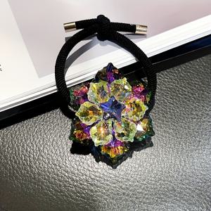 TEMU 1개 우아한 라인스톤 꽃 머리끈, 여성용 반짝이는 탄성 포니테일 홀더, 발렌타인데이, 새해, 파티 모임에 적합 (장식 액세서리 색상 및 위치는 랜덤)