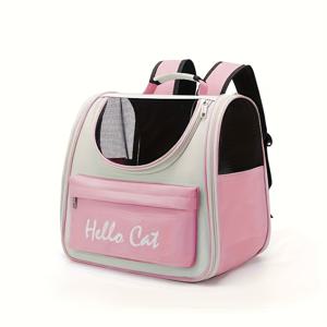 TEMU Hello Cat 나일론 펫 백팩, 고양이와 소형견을 위한 지퍼 잠금장치로 쉽게 접근할 수 있는 대용량 접이식 여행 가방, 손잡이가 있는 강아지와 새끼고양이 여행용 가방