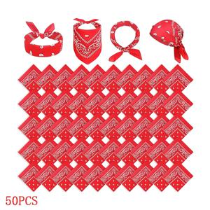 TEMU 50개입 남녀공용 페리스 패턴 사각 손수건, 남녀 공용 다용도: 마스크, 머리띠, 스카프, 빨간색 밴다나, 남성용 머리띠, 여성용 머리띠, 반다나, 얼굴햇빛가리개