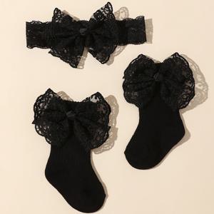 TEMU 봄, 가을용 레이스 빅 리본 아기 양말 세트, 작은 공주님에게 완벽합니다.