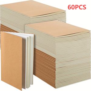 TEMU A5 크라프트 종이 노트 5개, 10개, 20개, 40개 또는 60개 팩으로 구매 가능, 크기 8.3X5.5인치, 빈 페이지 포함, 대량 구매에 적합, 스케치, 여행 다이어리, 사무용품으로 사용 가능, 크리스마스 선물로 완벽