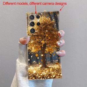 TEMU 휴대폰 케이스 - 골든 트리 충격 방지 하드 쉘 폰 케이스, 삼성 갤럭시 S25, S24, S23, S22, S21 울트라 등 다양한 모델에 적합. 남녀 모두에게 적합한 보호 커버, 선물용으로 완벽