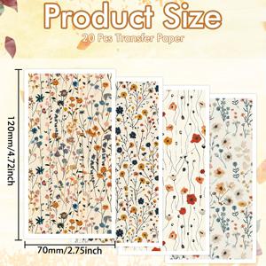 TEMU 푸오카온 플라워 클레이 전사지 - 폴리머 클레이 귀걸이용 20장 세트, 봄꽃 디자인