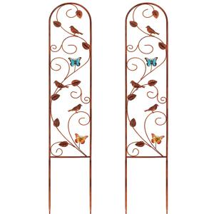 TEMU 2개 세트 - 야외 등반 식물용 금속 정원 트렐리스, 컬러풀 나비 디자인 빈티지 트렐리스 60인치 - 파티오, 마당, 잔디 장식용 높은 식물 트렐리스
