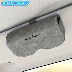 TEMU 맞춤 이름 PU 가죽 자동차 선바이저 안경 보관 케이스, 대부분의 차종에 적합, 자석 잠금장치가 있는 맞춤형 자동차 안경 케이스, 범용 자동차 안경 클립, 자동차 액세서리, 자동차 수납, 생일, 아버지의 날 선물