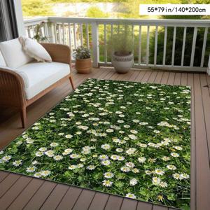 TEMU 소프트 벨벳 + 도트 플러시 바닥 + 800G 모던 꽃무늬 매트, 파티오/정원/캠핑/발코니용, 세탁기 사용 가능