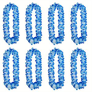 TEMU 8개입 41인치 두꺼운 블루 하와이안 가랜드 - 패브릭 열대 꽃 졸업 파티, 프롬 장식, 야외 사진 배경용 - 전기 불필요, 생동감 넘치는 블루 & 화이트 디자인, 졸업 파티 장식, 축제 스타일, 내구성 있는 가랜드, 파티 가랜드, 이벤트 플래너, 할로윈 장식, 크리스마스 장식