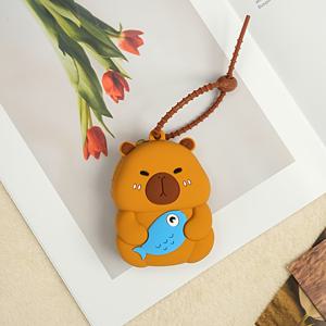 TEMU 귀여운 카피바라 실리콘 동전 지갑 키링 - 가벼운 지퍼 파우치, 동전/열쇠/이어폰용 - 달콤한 스타일 만화 디자인, 손세탁 가능한 내구성 있는 애완동물 애호가 선물, 여성 및 동물 애호가를 위한 귀여운 동전 주머니, 열쇠 정리함, 재미있는 액세서리, 매끄러운 질감