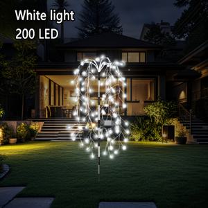 TEMU 1개 120/200 LED 태양광 불꽃놀이 조명 - 8가지 조명 모드, 자동 조도 센서, 트레일, 파티, 휴일, 캠핑, 피크닉 등에 적합한 야외 정원 및 마당 장식, 멀티컬러 변환, 크리스마스, 라마단, 할로윈