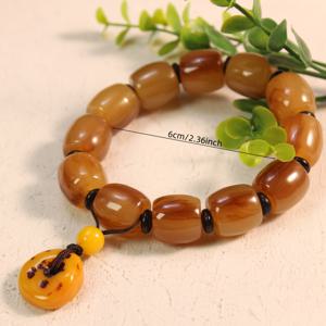 TEMU Tibetan Yak Horn Beaded Bralet for Men and Women, Traditional Tibetan Style with Blood Vein Pattern, Powder-Prossed Yak Horn, Dominant Style Men's Bralet