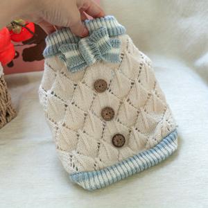 TEMU 애완동물 옷 강아지 고양이 의상 의류 소형 강아지 강아지 야외 멋지게 귀엽고 예쁜 통기성 있는 속이 빈 니트 스웨터 - 블루 화이트