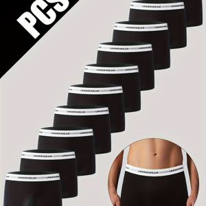 TEMU 남성용 드로즈 10매 세트, 통기성 좋고 편안한 드로즈 팬티, 탄성 있는 반바지, 남성용 캐주얼 데일리 속옷