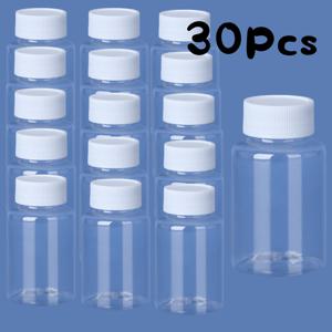 TEMU 30개 100ml(3.3oz) 투명 플라스틱 병 (흰색 뚜껑 포함), 에센셜 오일, 액체 및 파우더용 - DIY 공예, 소품 보관 정리 완벽 | 스크류 캡 | 안전한 밀폐, 작은 용기