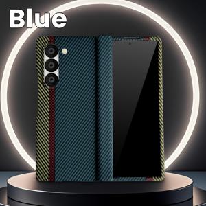 TEMU 삼성 Z FOLD 3/Z FOLD 4/Z FOLD 5/Z FOLD 6/Z FOLD 7용 카본 파이버 질감 컬러 블록 디자인 통합 케이스 및 강화유리 화면 보호 필름, 내장형 마그네틱 잠금장치, 풀커버 낙하 방지 보호 기능 휴대폰 케이스