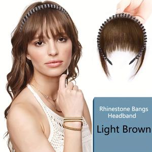 TEMU 모든 사람에게 어울리는 라인스톤 헤어밴드 - 일상, 파티, 크리스마스, 할로윈용 합성 섬유 앞머리 밴드