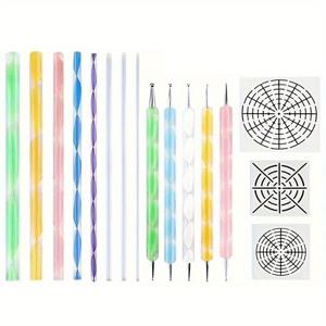 TEMU 점질 도구로 만다라 디자인 제작 키트, 암석, 돌, 도자기 및 조각물에 페인팅에 적합, 아크릴 막대, 스텐실 펜, 페인트 트레이 및 브러쉬 포함