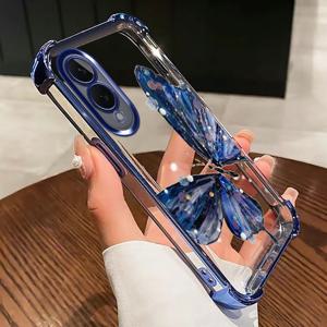 TEMU 폰 케이스: 반짝이는 나비 S25 호환 네 모서리 충격방지 폰 케이스 커버