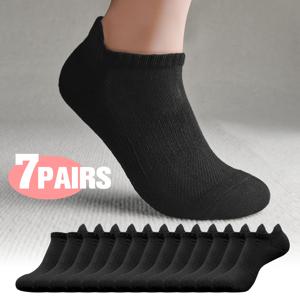 TEMU 7켤레 단색 양말, 매우 편안한 남녀공용 양말, 두꺼운 타월 소재 바닥 부드러운 스포츠 발목 양말, 일상복 및 러닝, 하이킹, 트레킹 등 야외 활동에 적합