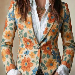 TEMU 세련되고 스타일리시한 이 엘레강트 블레이저는 싱글 버튼과 플로럴 프린트가 특징입니다.