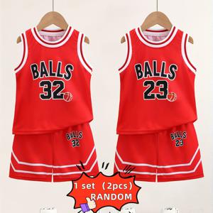 TEMU BALLS 레터 프린트 농구 스포츠웨어 세트 - 탱크탑과 반바지 - 패셔너블한 남아용 운동복, 야외 활동에 적합