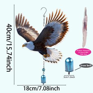 TEMU 리얼리스틱 이글 윈드 차임 - 날아오르는 독수리 날개 디자인, 야외/실내 장식용 금속 소품, 자연스러운 부드러운 소리, 전기 불필요 - 정원, 파티오, 펜스 데코, 섬세한 깃털 공예 (15.74x7.08 인치) - 새 애호가를 위한 이상적인 선물
