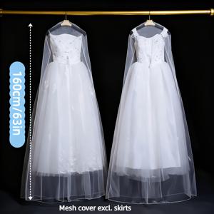 TEMU 2개 세트 우아한 웨딩드레스 보관 가방 - 여행용 & 수납용 긴 웨딩드레스 커버 + 액세서리 파우치, 보호 커버 (웨딩드레스 메쉬)