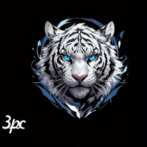 TEMU 3개입 화이트 타이거 헤드 열전사 스티커 - DIY 티셔츠, 베개, 백팩용 다색 내구성 세탁 가능 플라스틱 데칼, 백팩 장식, 동물 프린트 디자인, 고급 비닐 소재, 오래 지속되는 접착력, 의류 패치, 공예 애호가를 위한 아이언온 스티커