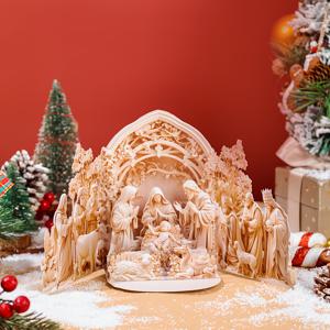 TEMU 1개 크리스마스 이브 성탄 팝업 카드, 3D 성탄 장면, 봉투와 메모가 포함된 종교적 인사말 카드, 크리스마스 장식, 새해 선물에 이상적인 정교한 수제 카드