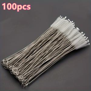 TEMU 다용도 빨대 청소 브러시 100개입 | 빨대, 물병, 틈새, 튜브 청소용 긴 브러시, 주방 청소 용품, 크리스마스 용품