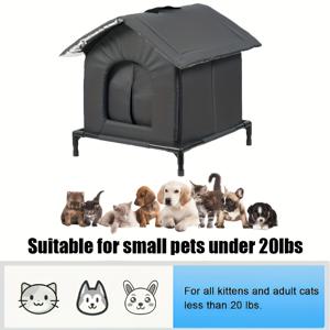 TEMU 올해-round 야외 고양이 쉼터, 옥스포드 원단 재질, 단열 및 방풍 기능, 방황하는 고양이 및 작은 동물에게 적합, 간편한 조립, 포근한 따뜻한 매트, 접이식 디자인, 반려동물을 위한 완벽한 휴일 선물