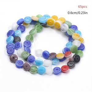 TEMU 플랫 라운드 유리 비즈 65/47개입, 6/8mm, 수제 팔찌, 목걸이, 귀걸이, 장식품, 의류 장식 및 주얼리 제작 재료로 적합