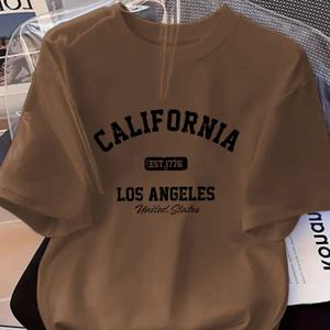 TEMU 그룹 서포트 여성용 반팔 소프트 티셔츠, 컬리지 스트리트 스타일, 프린트 패턴, 스탠다드 사이즈, 데일리 패션 루즈핏 인기 편안한 여성용 반팔 - 세탁기 사용 가능